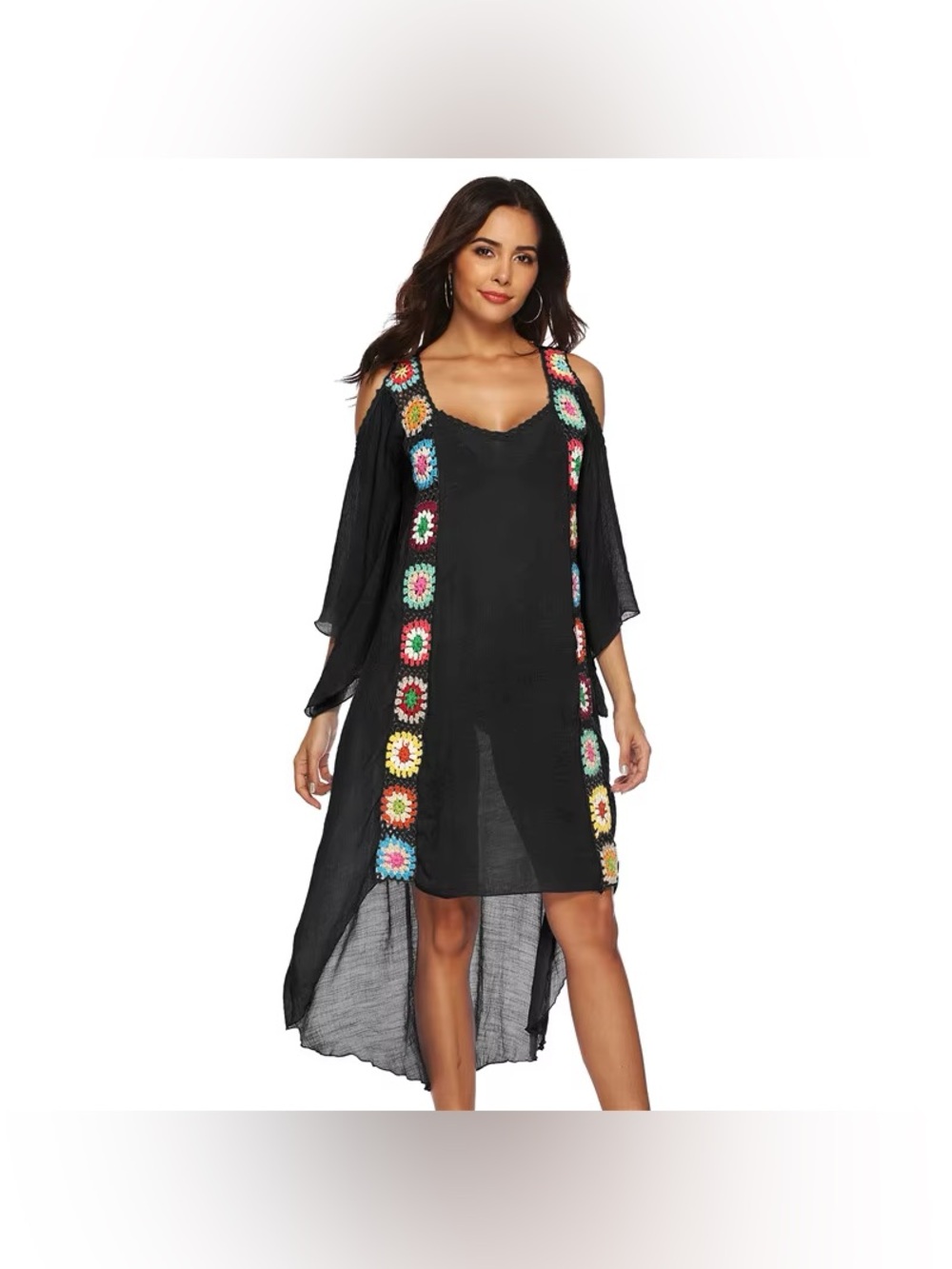 Cellabie Women Boho Festival Crochet High Low Dress Size OS Hippie Whimsigoth